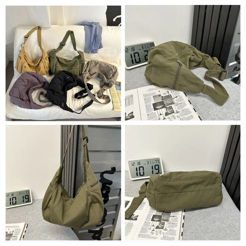 الشارع الشهير قماش حقيبة نسائية كبيرة حقيبة صديقة للبيئة الكورية حقيبة ساعي Y2K حقيبة كتف المتسوق حقيبة خمر حمل حقائب اليد طالب