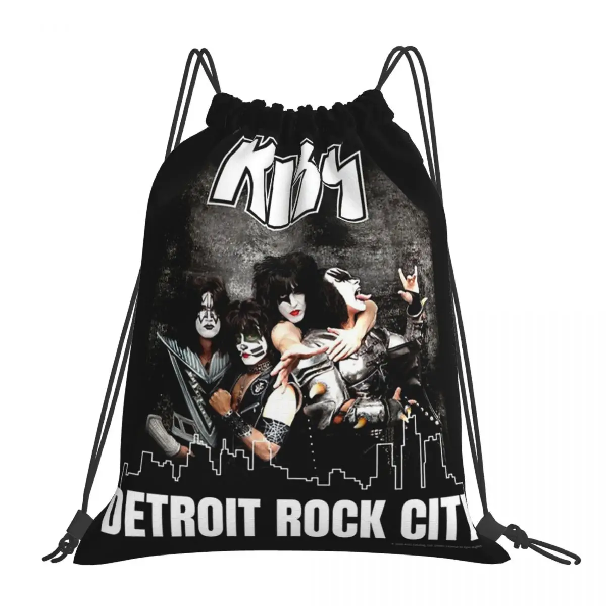 Kiss Band Detroit Rock City Backpacks Multi-function Portable Drawstring Bundle Pocket Sports Bag Book Bags For Travel School