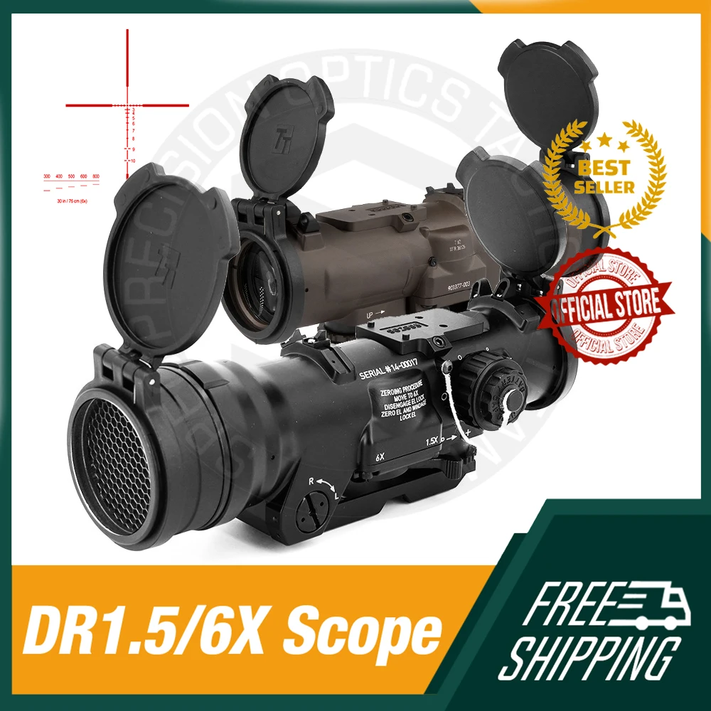 

2024 New Tactical DR Dual Role 1.5X/6X 7.62 Riflescope For Airsoft Hunting Optical Sight