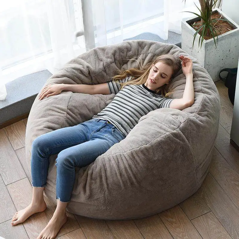 #Luxury Velvet Sofa Set Bean Bag 7ft Cover 2 In 1 No Filler Adult Size Covers Only Ergonomic Gamer Chair Gray Heat Huge Lounger