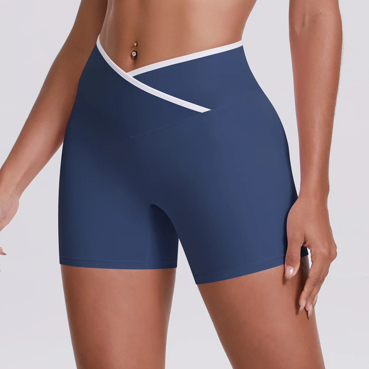 Yoga-Shorts, Damen-Fitness-Shorts, Shorts mit V-förmiger Taille, Lauf- und Fahrradshorts, atmungsaktive Sportleggings, Shorts mit hoher Taille für das Training und das Fitnessstudio. – Detail 12