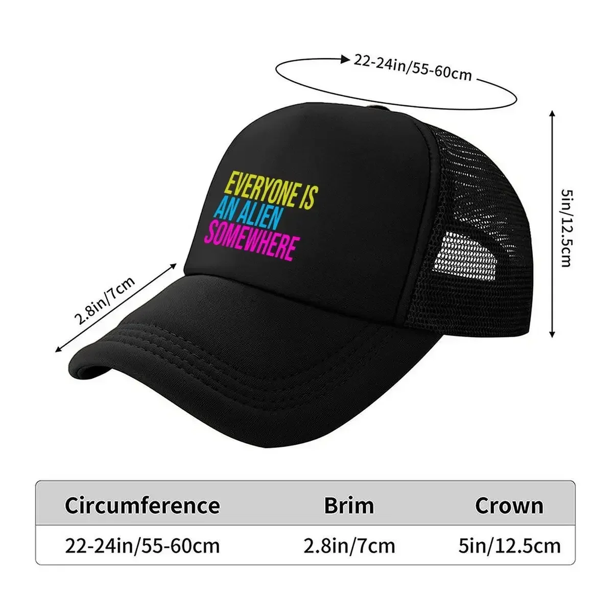 2026 Everyone Is An Alien Colorful, Cosmic - Themed Typography Art Mesh Baseball Cap