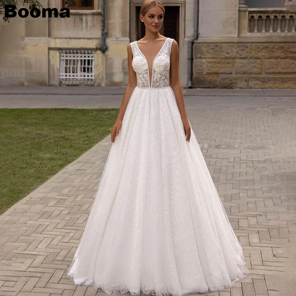 Robes de mariée Booma Boho, col en V, appliques en dentelle, robes de mariée, robe longue dos nu, tout ce qui est éducatif pour les femmes, 2023