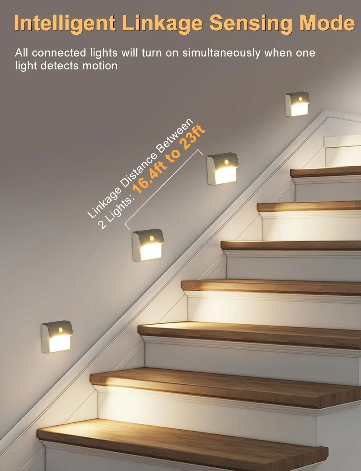 XIAOMI Linkage LED Stair Lights Motion Sensor Night Light USB Rechargeable Wall Lamp 3000k Dimmable With Magnet For Room Hallway