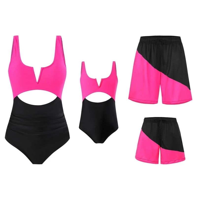 

2026 Leaf Swimwear Family Matching Swimsuits Mother Daughter Bathing Suit Father Son Swim Trunks Daddy Mommy and Me Beachwear