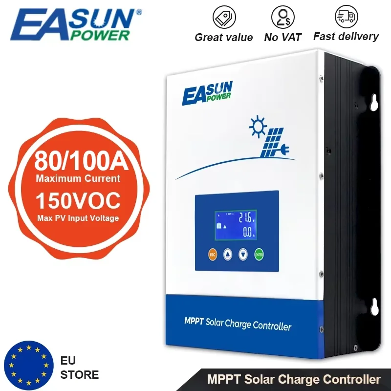EASUN MPPT Solar Charger Controller 80A 100A 12V 24V 36V 48V batteria 150V Solar IP21 supporta Lib e RJ485 In magazzino ue