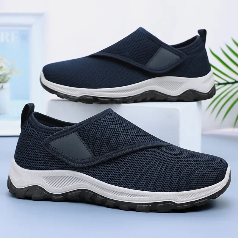 Men's Shoes Autumn Mesh Breathable Casual Shoes Velcro Lightweight and Comfortable Single Shoe Outdoor Anti Slip Sports Shoes