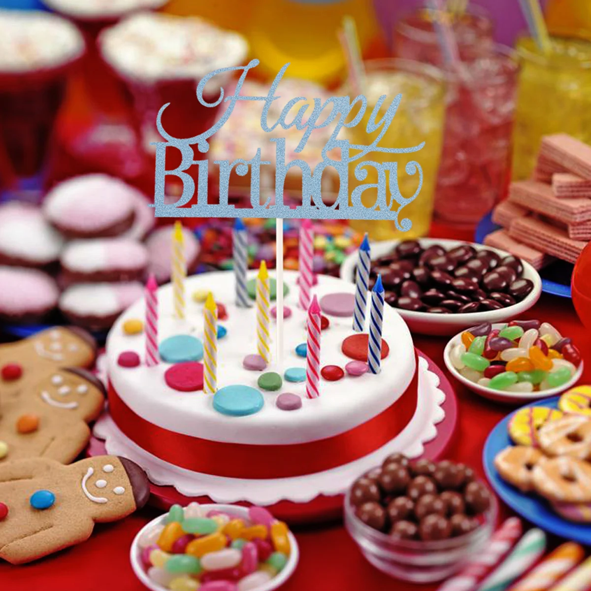 

10 Pcs Happy Birthday Decorations for Men Cake Topper Dessert Table Gold Silver Man
