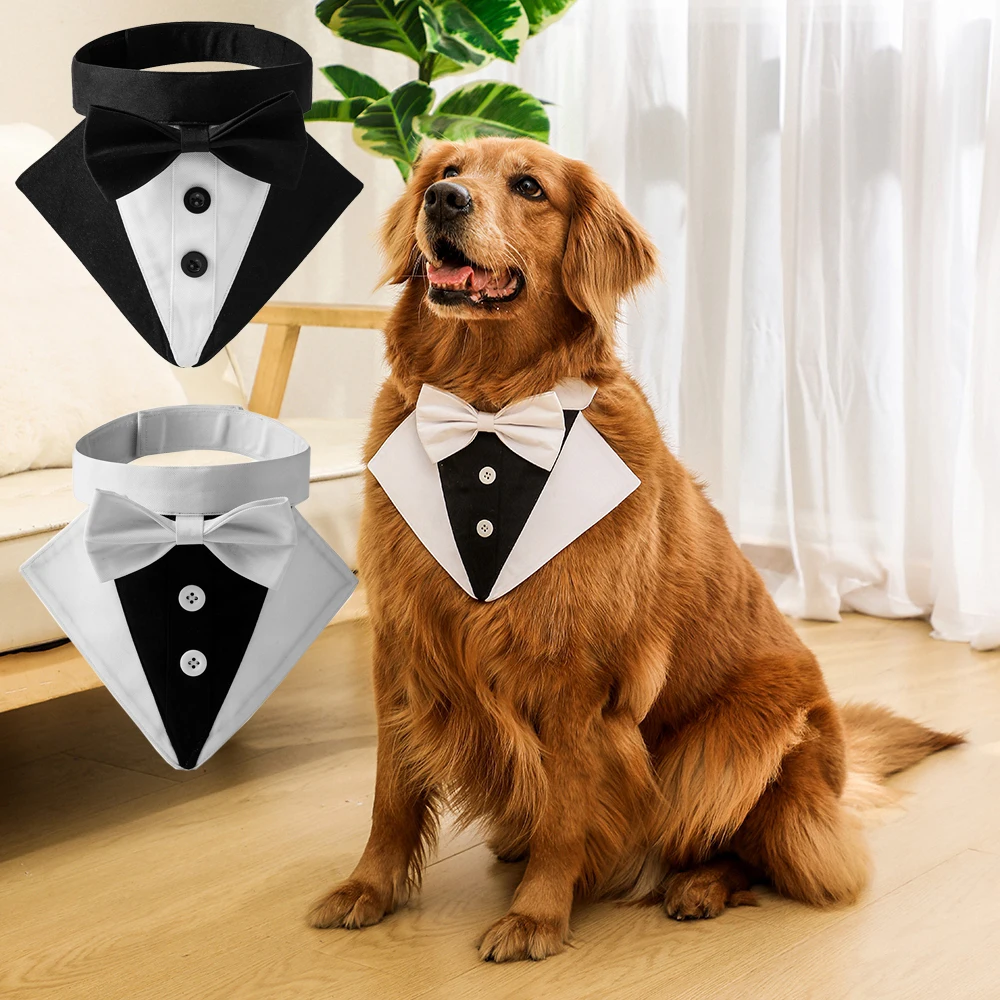 Adjustable British Style Dog Bandanas Collar Dog Gentleman Scarf Bow Tie Collar Bowknot Wedding Suit Pet Grooming Accessories