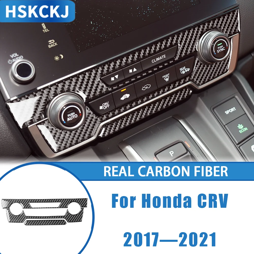 

For Honda CRV 2017—2021 Carbon Fiber Center Console CD Button Frame Car Accessories Interior Cover Trim Sticker Modification