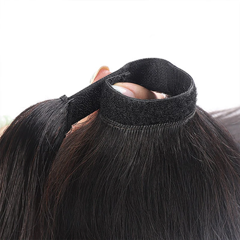 Wrap Ponytail Natural Straight Wrap Around Remy Hair Extensions Brazilian Hair Long Ponytail Extension Straight Human Hairpiece