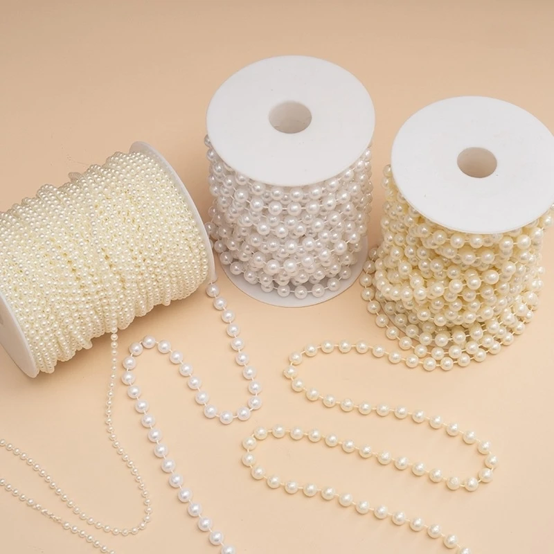 2/5m ABS Imitation Pearl Bead Chain Line Cord Thread Trim 4/5/6/8/10mm for Wedding Party Decoration DIY Jewelry Accessories - view 5