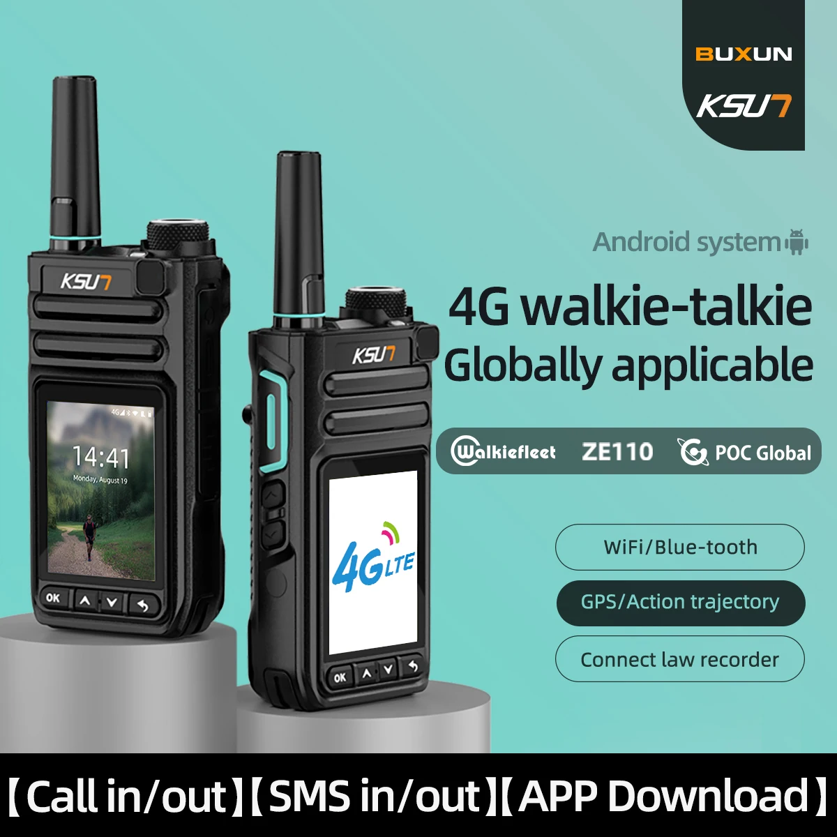 KSUT ZL63 Poc Radio WiFi Blue tooth Talki Walki 4G Android Mobile Phone GPS Walkie Talkie Compatible with Zello APP