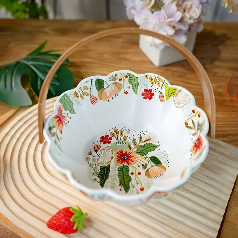 Kleurrijke wolkenbloem handmand, kanten fruitmand Poolse kleur keramische fruitschaal