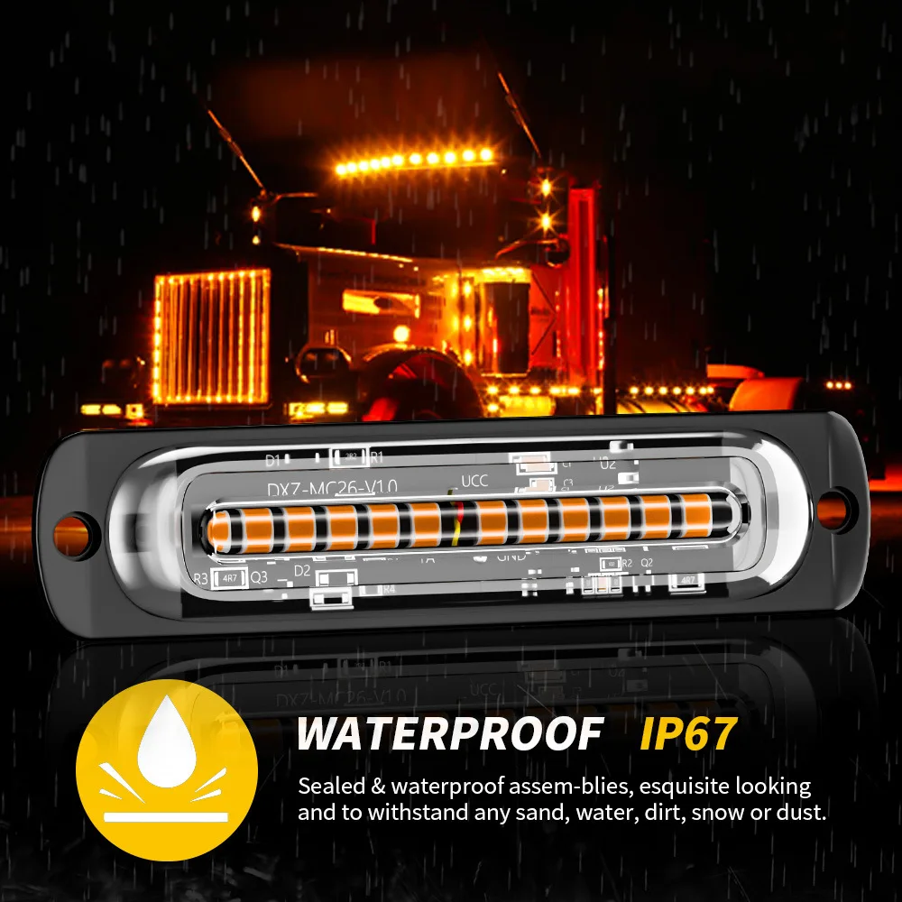 1x Led Strobe Warning Light Strobe Grille Flashing Lightbar Truck Car Beacon Lamp Amber Traffic Light 12V 24V Car Light Constant