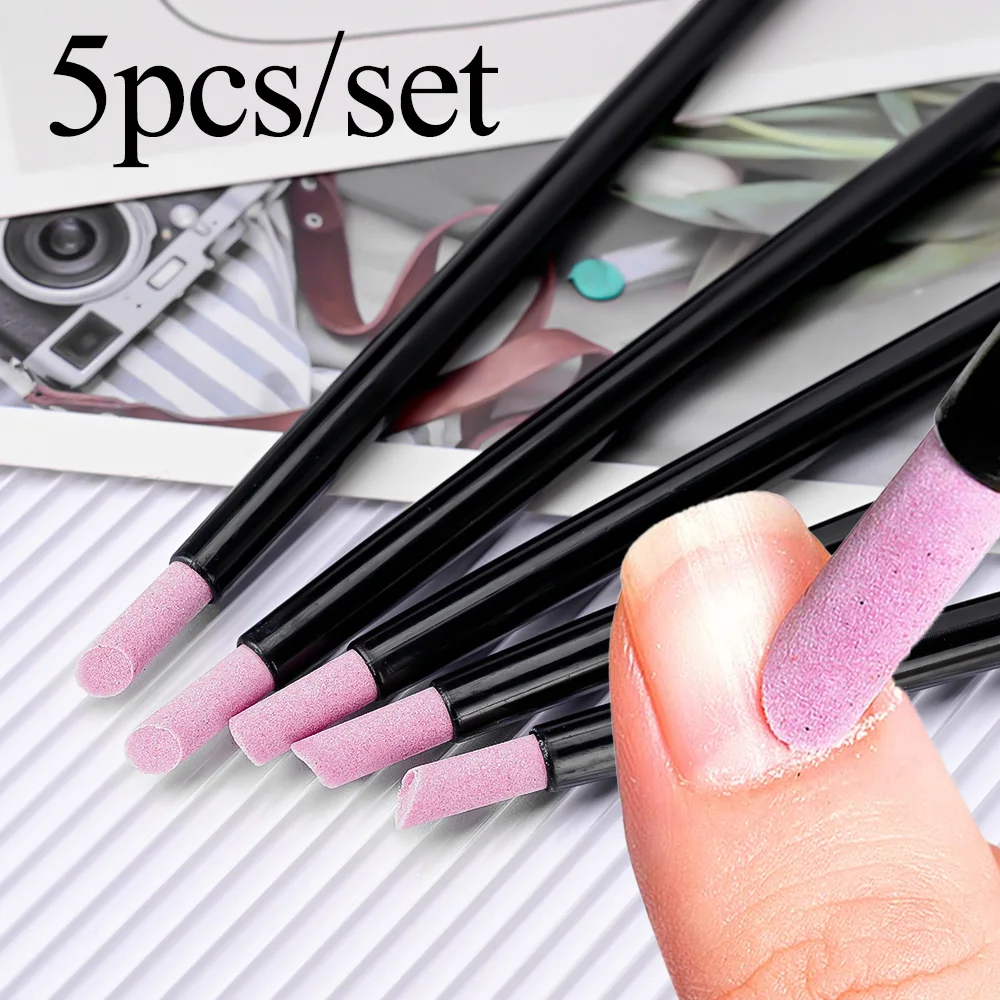 5 ชิ้น Professional Nails Art ควอตซ์ปากกาเล็บ Cuticle Dead Skin Remover UV Gel เล็บ Stick ไฟล์ Accessor เครื่องมือ