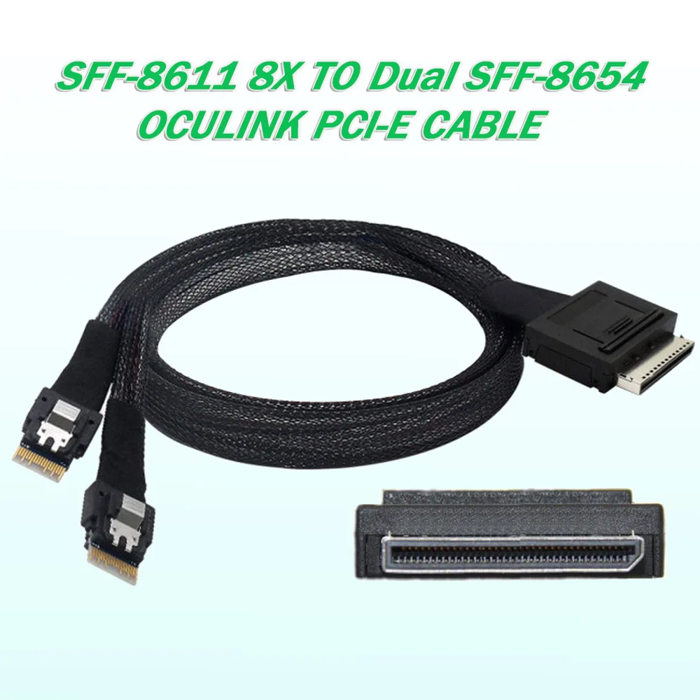 

Oculink 8x SFF-8611 8-Lane To Dual SFF-8654 Slimline 4x SSD Data Active Cable PCI-Express 0.5m 80pin Male To Male 16Gbps NVME