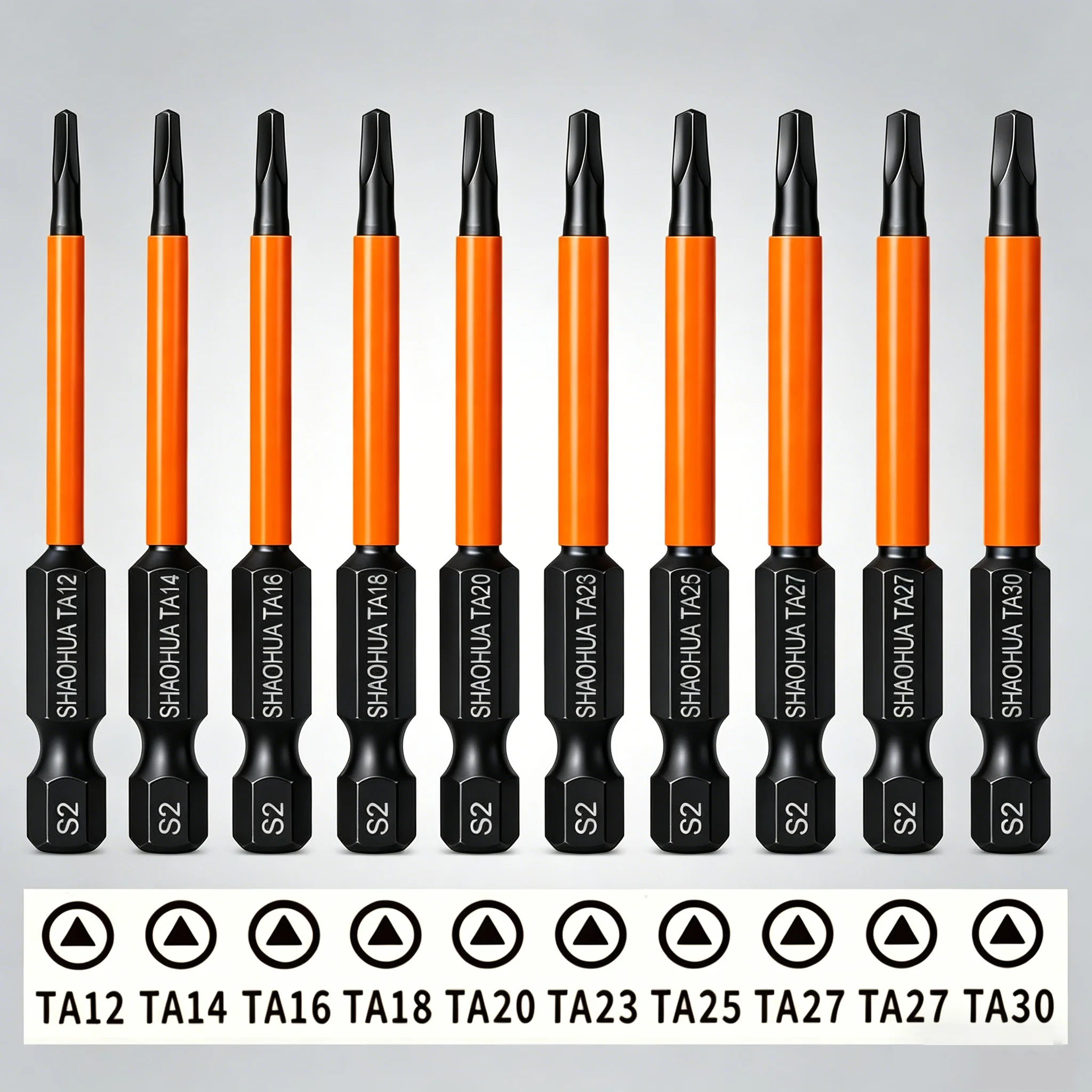 10-teiliges, verbessertes elektronisches Dreieck-Schraubendreher-Bit-Set, inklusive: TA12, TA14, TA18, TA20, TA23, TA25, TA27, TA30, 2,5 Zoll Länge – Detail 7