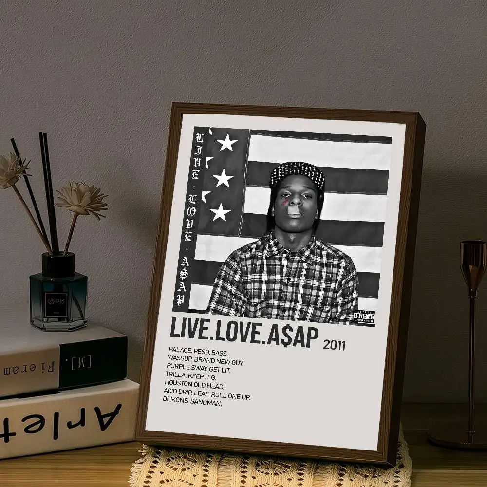 المغني A$AP روكي ملصق فني ذاتي اللصق ورق أبيض يطبع الملصقات الفنية ديكور المنزل