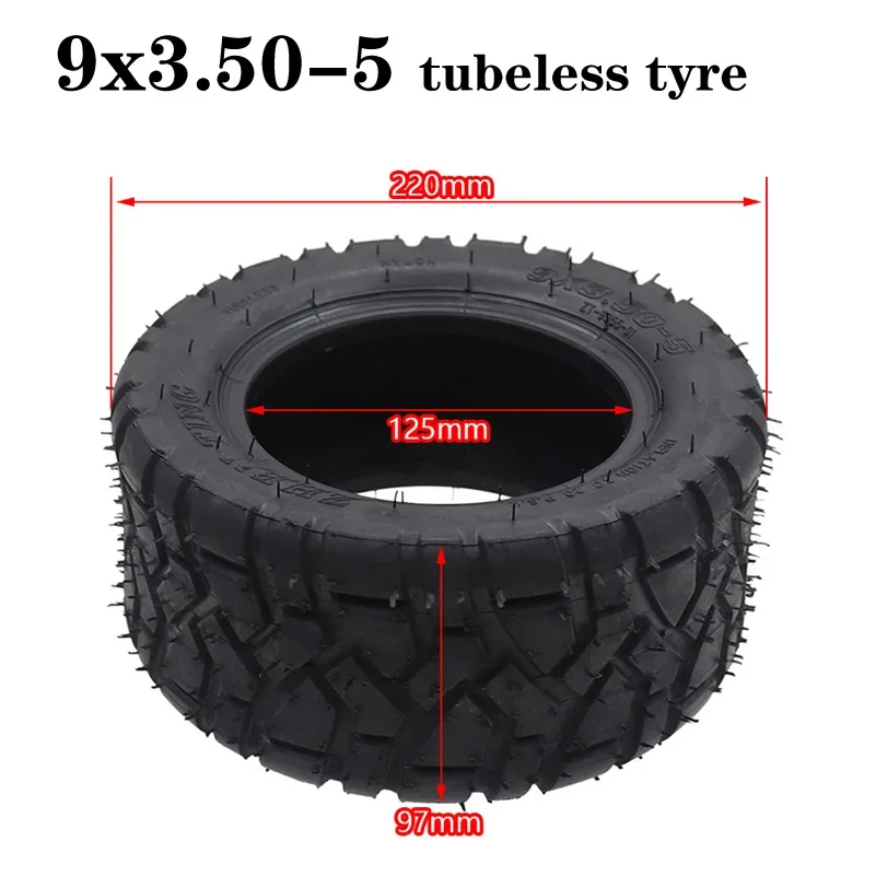 9x3.50-5 Vacuum Tire Fits 9 Inch Electric Scooter Mountain Skateboard Snow Plow Tubeless Off-Road