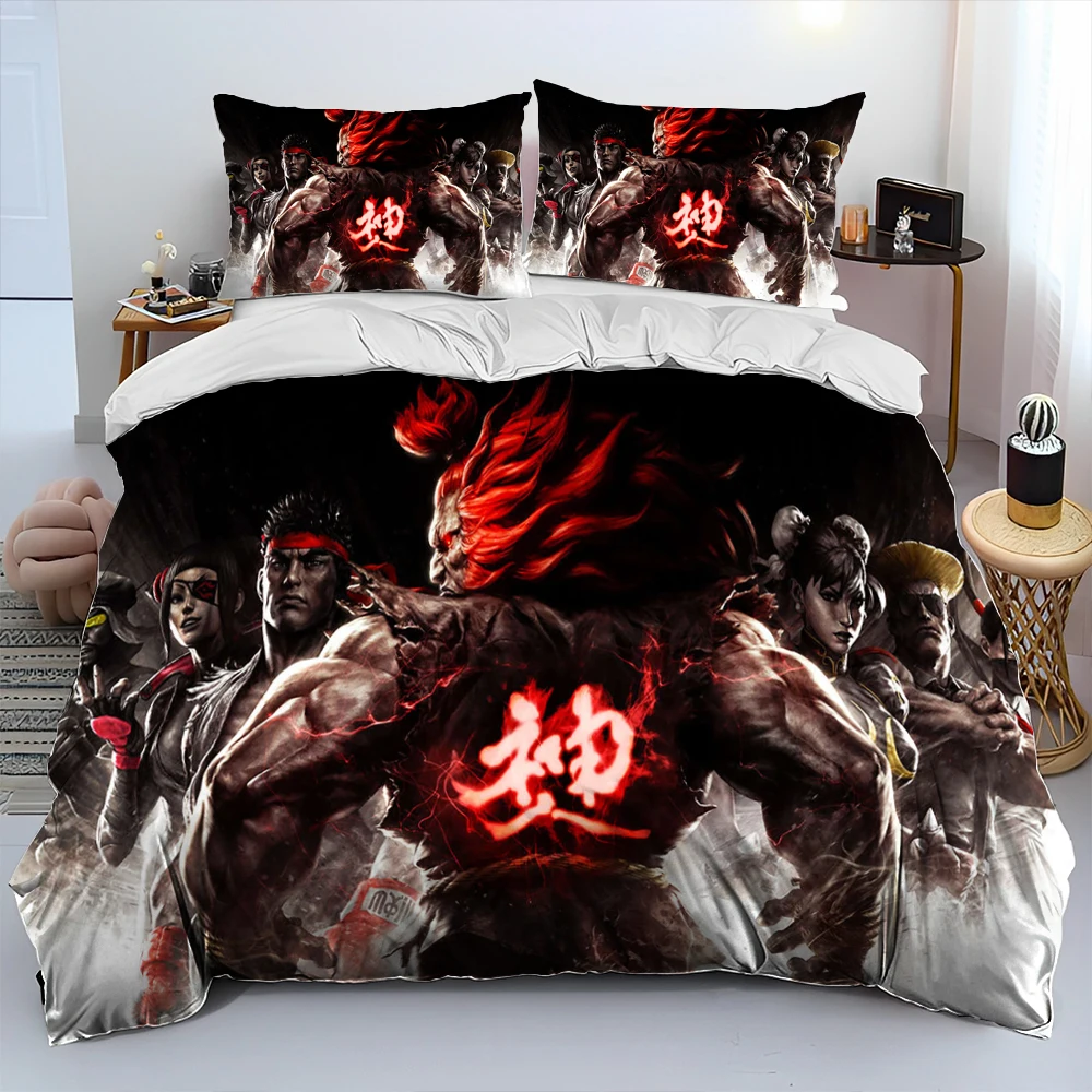 Imagem -05 - Street Fighter Retro Game Gamer Consolador Bedding Setduvet Cover Bed Conjunto Quilt Cover Fronha King Queen Size Conjunto de Cama Kid