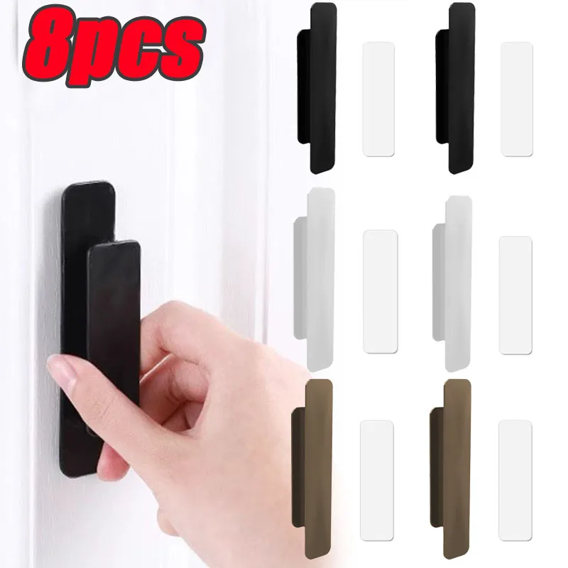 

8-1PC Window Cabinet Drawer Handles Self-adhesive Door Wardrobe Handle Organizer Paste Open Sliding Door Knob Auxiliary Device