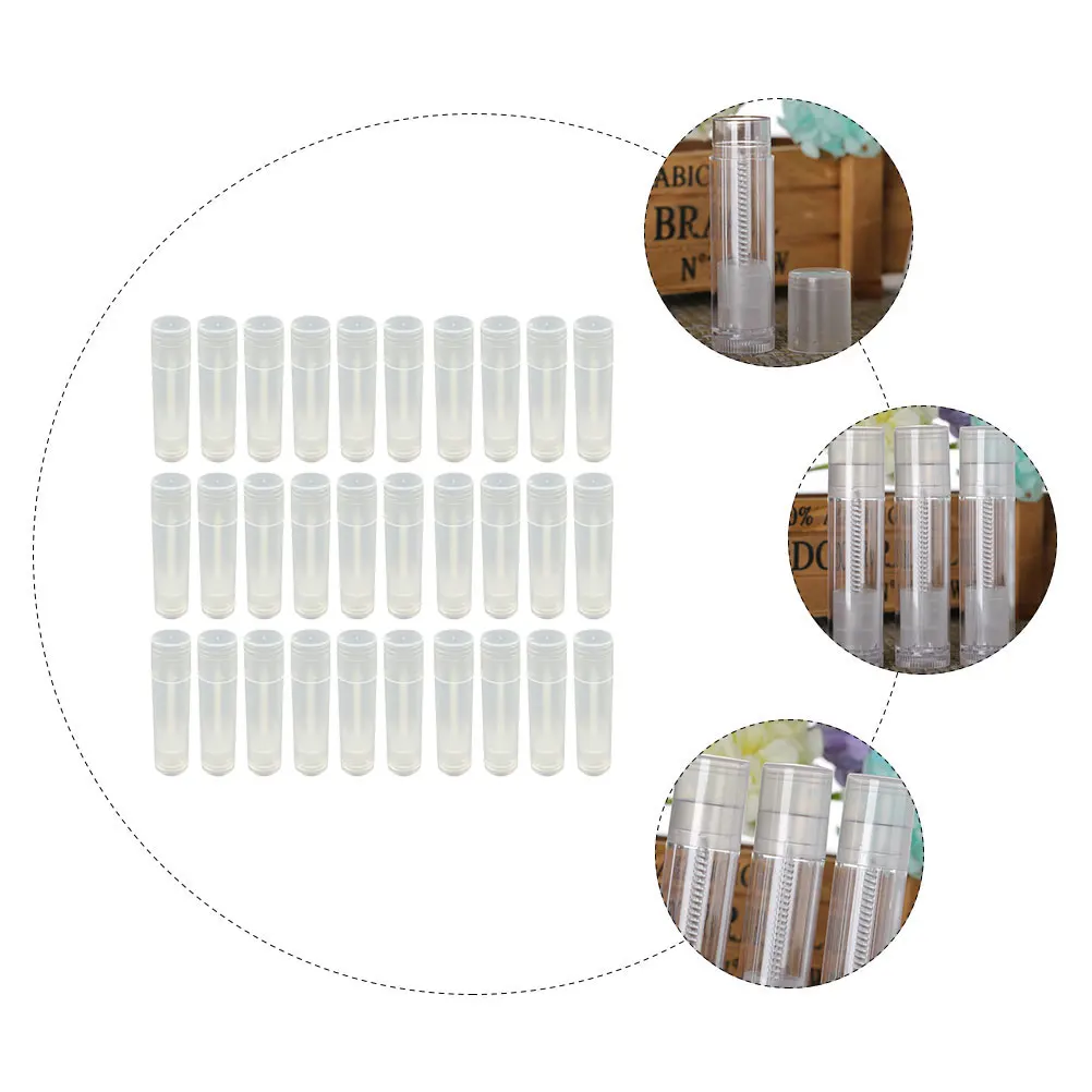 

30pcs Lipstick Tube Empty Containers DIY Clear Portable Refillable Balm Holder Gloss Oil Dye Liquid Makeup Tool
