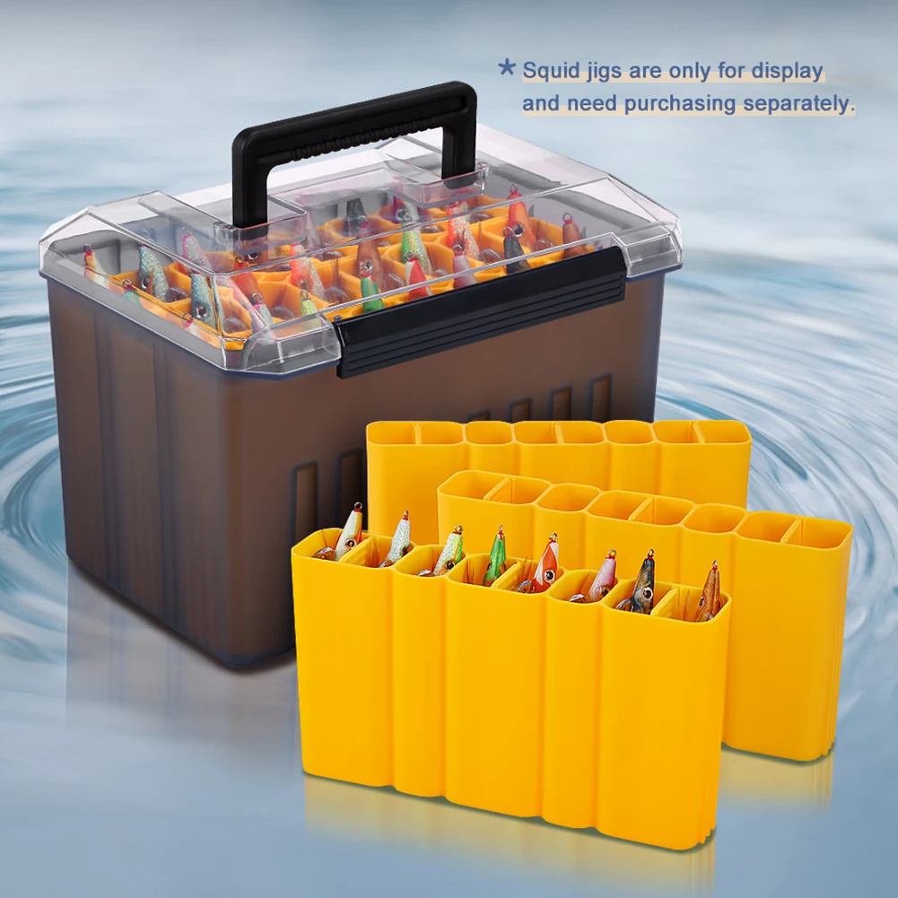 

24-Grid Fishing Tackles Case Squid Jig Container Plastic Fishing Gear Divided Grid Bait Storage Box Fishing Accessories