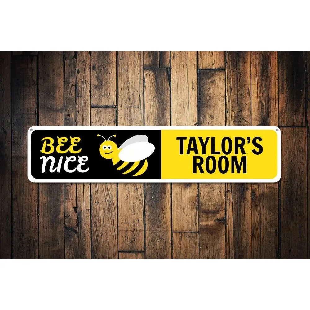 CIFbuy Personalized Text Long Metal Sign, Custom Text Bee Kids Room Wall Ornament (Only For Decoration)
