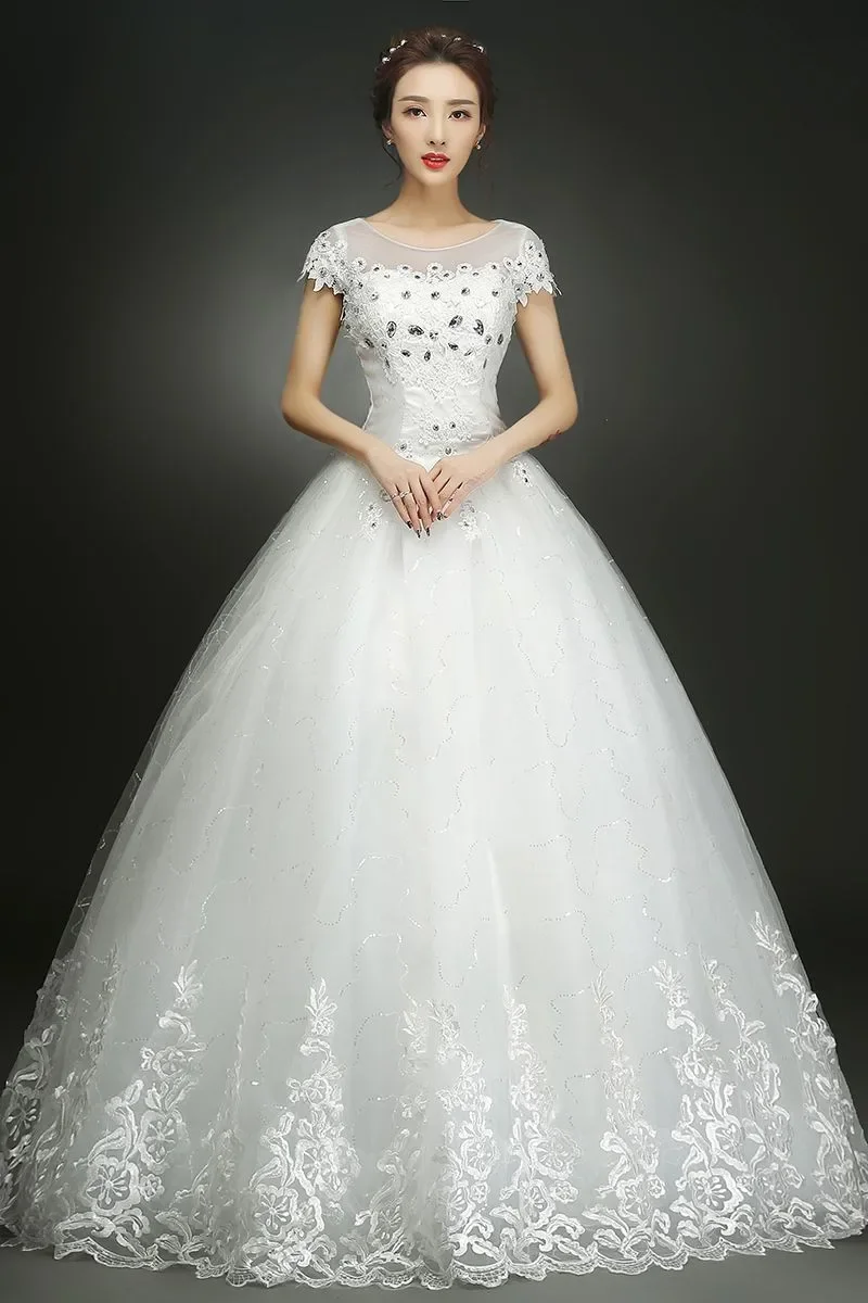 Customized Wedding Dress Bride Simple Large Plus Size Lace Up Wedding Dresses Shoulder Ball Gowns Dress  vestido de noiva