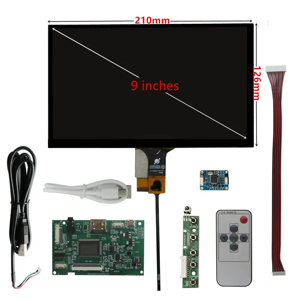 Imagem -02 - Polegada 1024*600 Tela Lcd Monitor Driver Placa de Controle de Áudio Digitador Touchscreen para Raspberry pi Banana pi pc 9