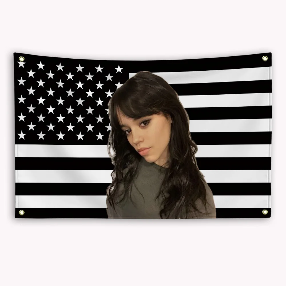 JENNA ORTEGA American Flag Banner Tapestry Decoration Garage Flags Flaga Barber Shop Advertising Decorative Home Objects Custom