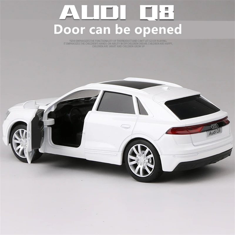 1/36 AUDI Q8 SUV aluminiowy Model samochodu Diecasts imitacja metalu pojazdy zabawkowe Model samochodu wysoka symulacja wycofać kolekcję