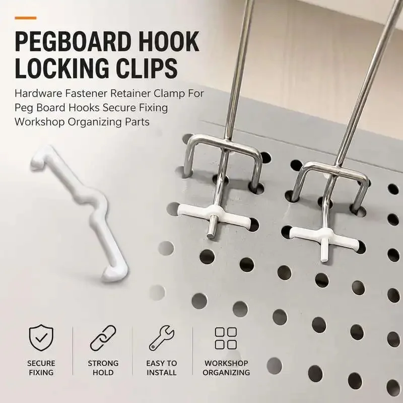 Pegboard Hook Lock Retaining Clips Plastic Fastener Clamp Peg Board Hook Secure Fixing Workshop Parts