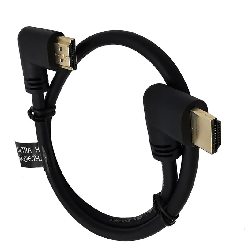 0.15m 0.5m 1m 2.1 HDMI Compatible Male to Male 90 Degree Bend 4K@120HZ/8K@60HZ/7680X4320 Ultra High Definition Video Cable