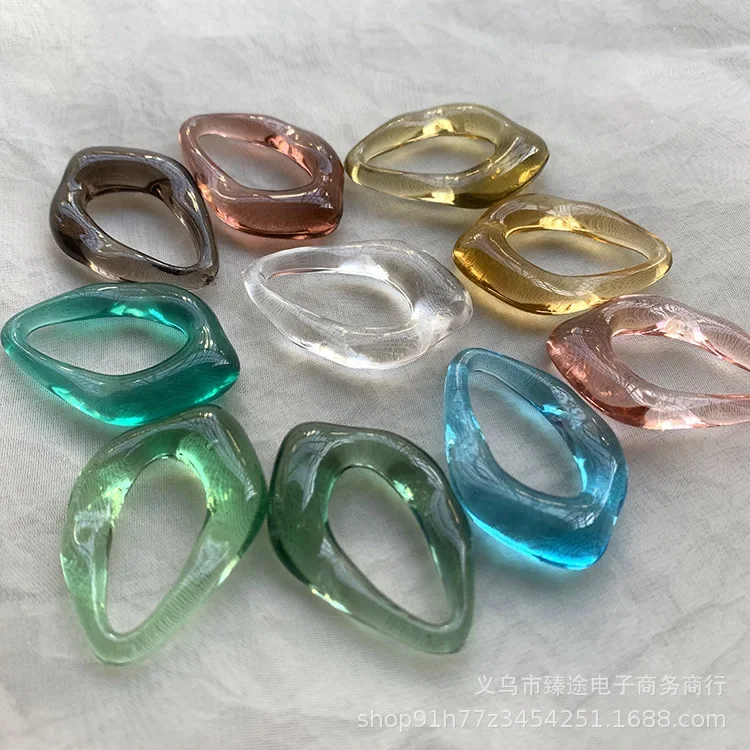 5pcs full transparent glass sense irregular water drop ring frame resin Earrings Material For DIY Jewelry Making Accessories