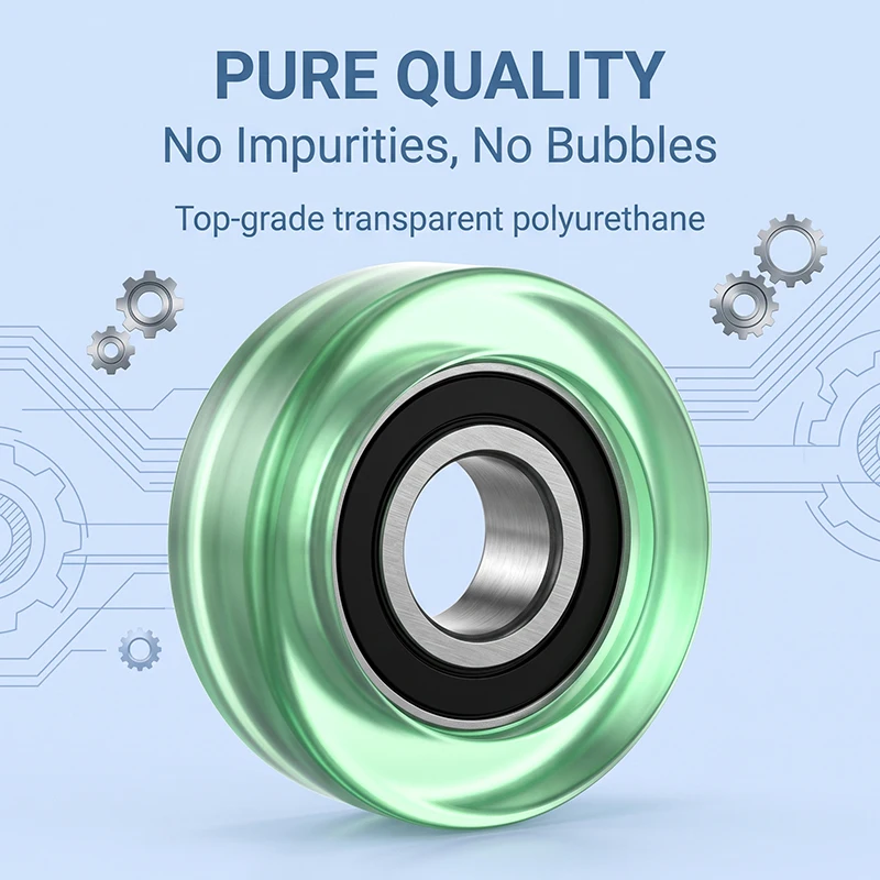 8pcs 12mm Diameter PU Plastic Coated Roller 4X12X4 PU68412-4 Polyurethane 4*12*4 Rubber Covered Guide Bearing Pulley Wheel