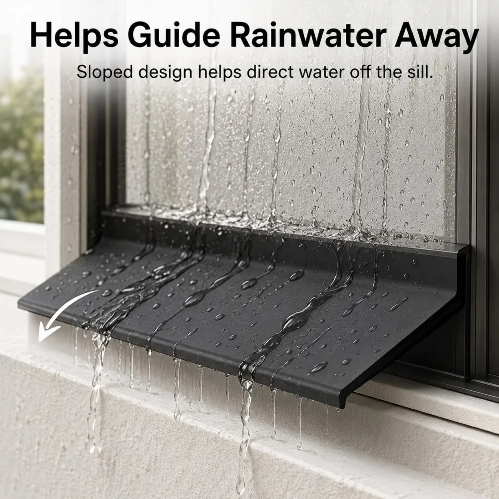 1M Self Adhesive Window Sill Rain Diverter Rubber Waterproof Strip Sloped Design for Sliding Window Balcony Exterior Frame