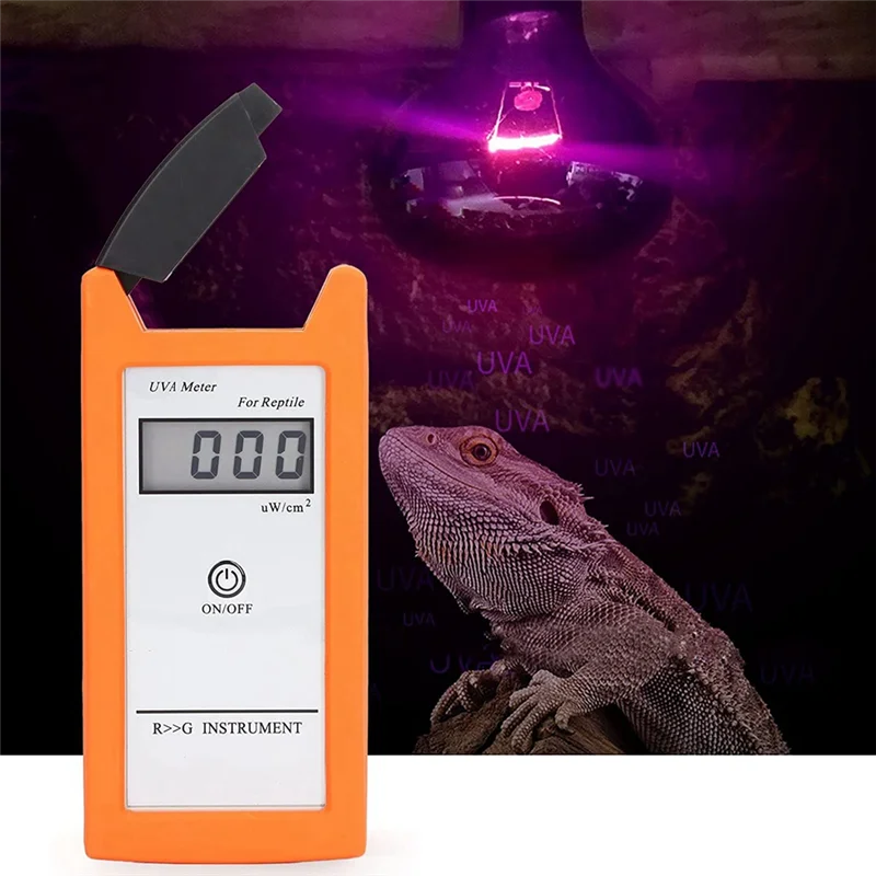 

Portable UVA Meter, Silica Gel Material 0‑1999 μW/cm² 3.5-Bit LCD UVA Solar Lamp Tester for Reptile