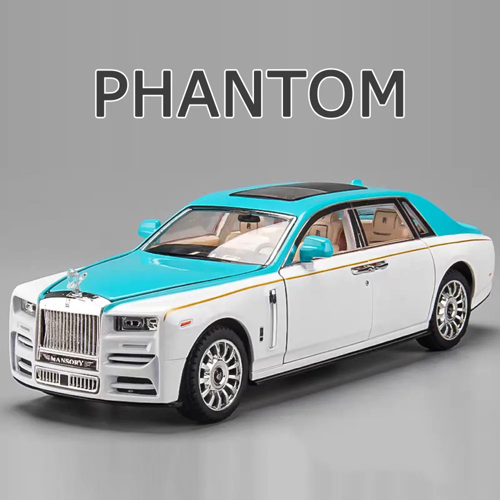 รถของเล่นจำลอง Rolls-Royce Phantom Spectre อัลลอยด์ ขนาด 1:24 ประตูเปิดได้ ดึงหลังวิ่งได้ มีเสียงและไฟ ของสะสมสำหรับเด็ก
