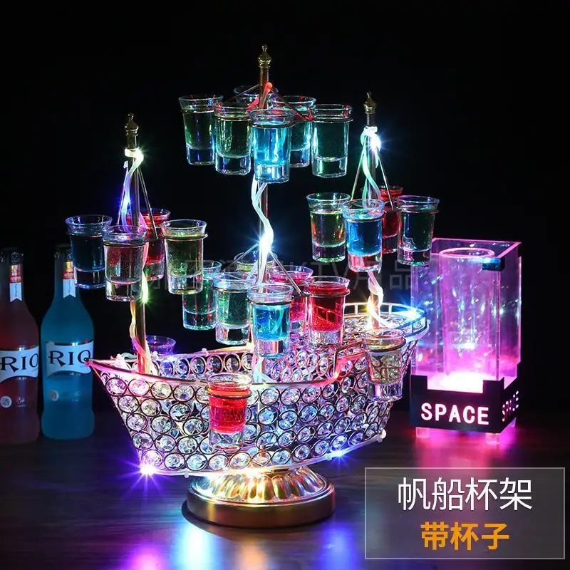 

Luminous champagne rack, cocktail glass rack, bar ktv with heart-shaped bullet glass holder bar decoration