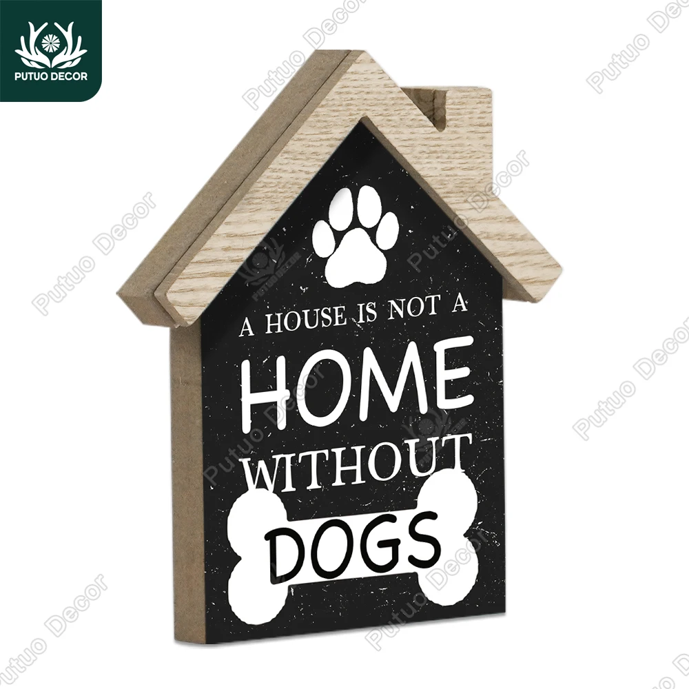 

Putuo Decor-Wooden Pet House Sign, Table Decoration, Suitable for Family and Farmhouse, 5.9x5Inches, 1Pc