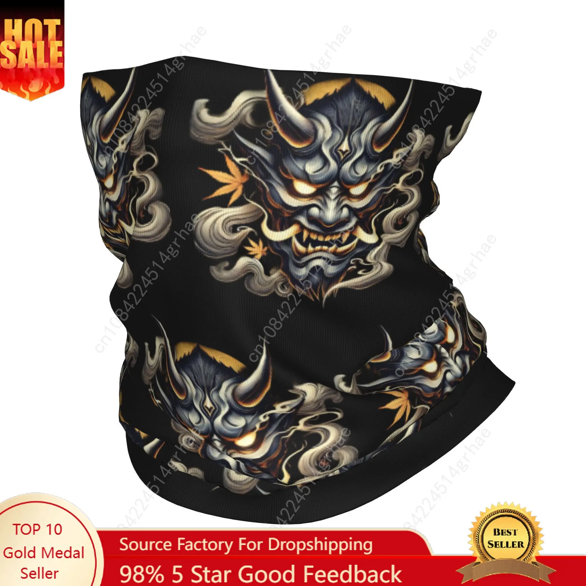 

Custom Japan Samurai Demon Oni Bandana Neck Gaiter UV Protection Face Scarf Cover Men Women Headband Tube Balaclava