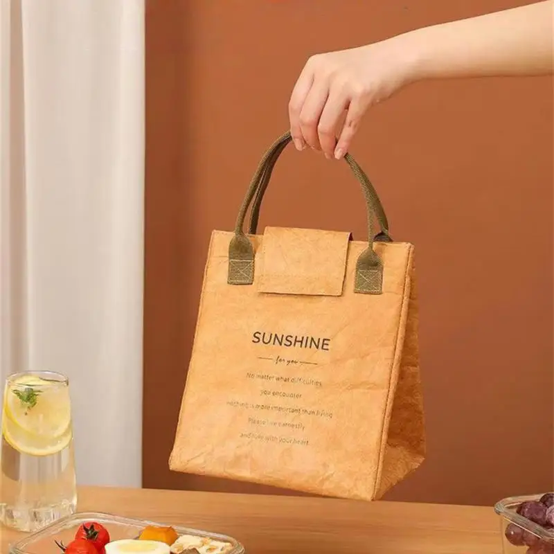 Lunch Box Container Aluminum Foil Insulation Bag Hook Loop Fasteners Tote Bag Large Capacity Lightweight Bento Storage Bag