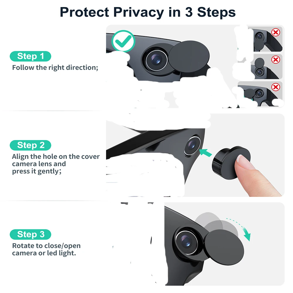 Rotating LED Light Cover for Smart Glasses for Gen1&2 Light Privacy Cover Blocking Stickers Light Dimming Blcker Accessories