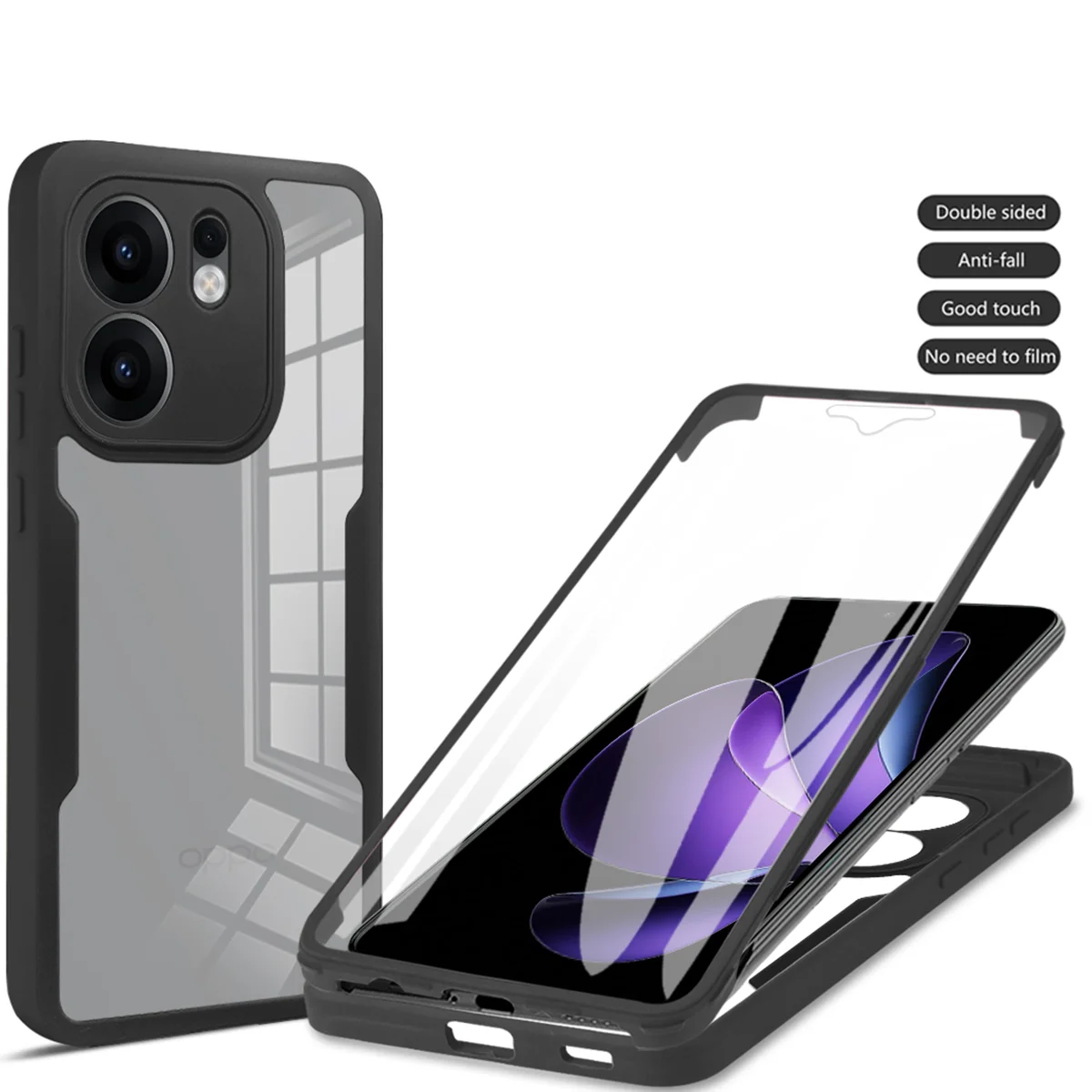 Für OPPO Find X5 lite Hülle Oppo Reno7 5G Cover Vollständiger Körperschutz Schutzhülle 360° Doppelseitige Abdeckung Funda Coque Capa