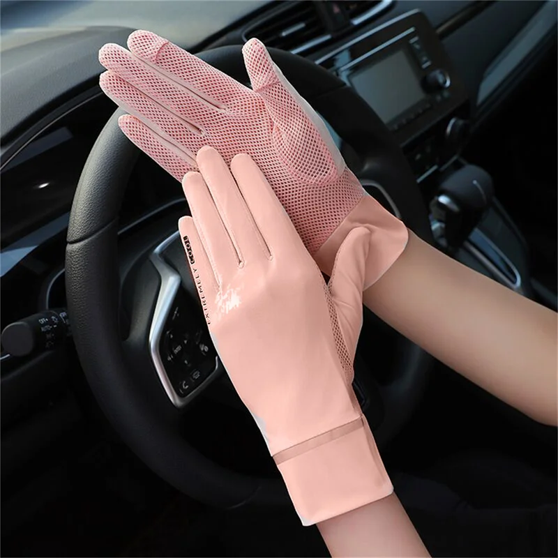 

2024 Sunscreen Ice Silk Gloves Anti-UV Breathable Mesh Gloves UV Protection Ice Silk Mesh Two Finger Driving Touch Screen Gloves