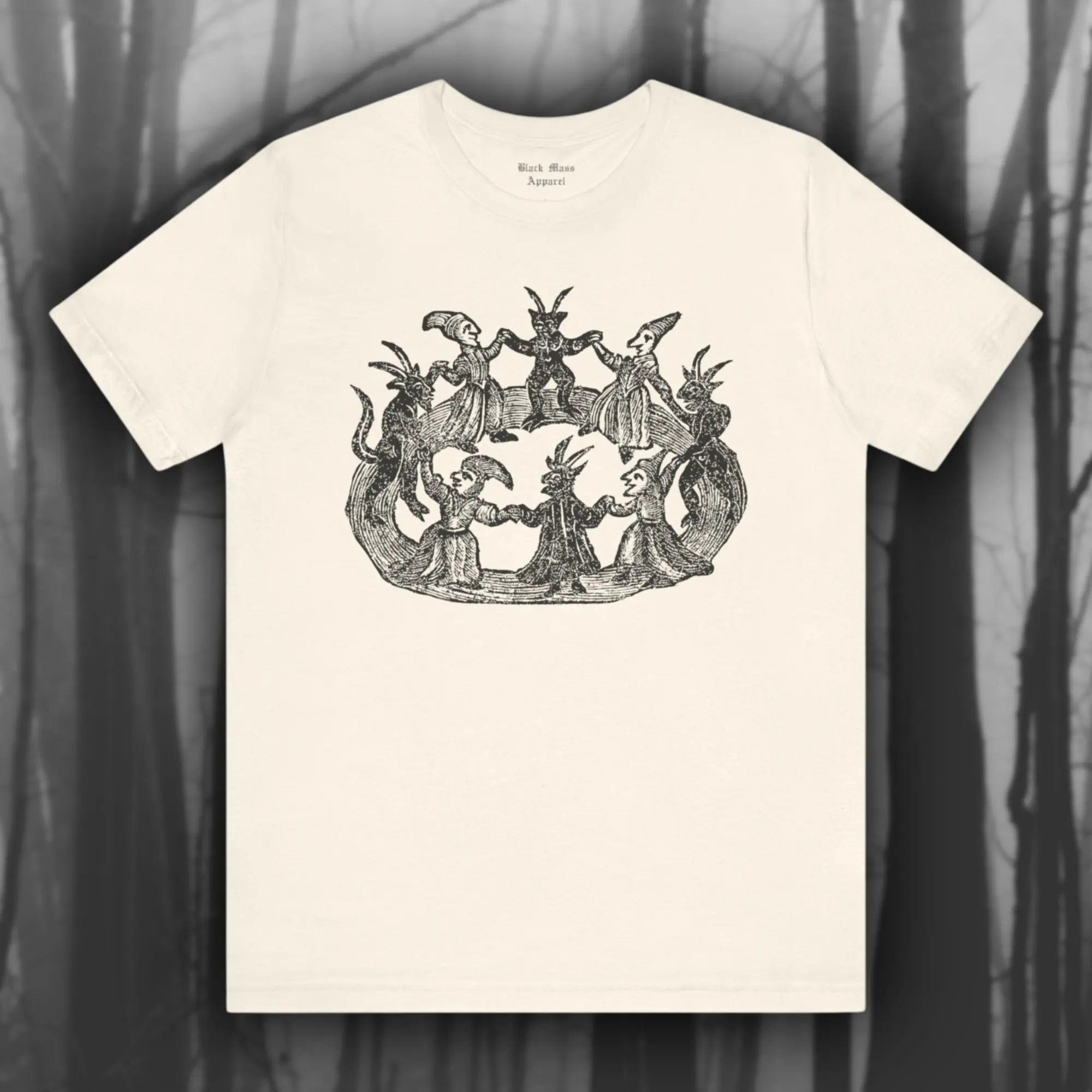Bruxas e Wizards II, Camisa de xilogravura vintage, Camiseta de arte oculta, Magia negra, Witchy, Coven, Witchy Jersey Camiseta de manga curta