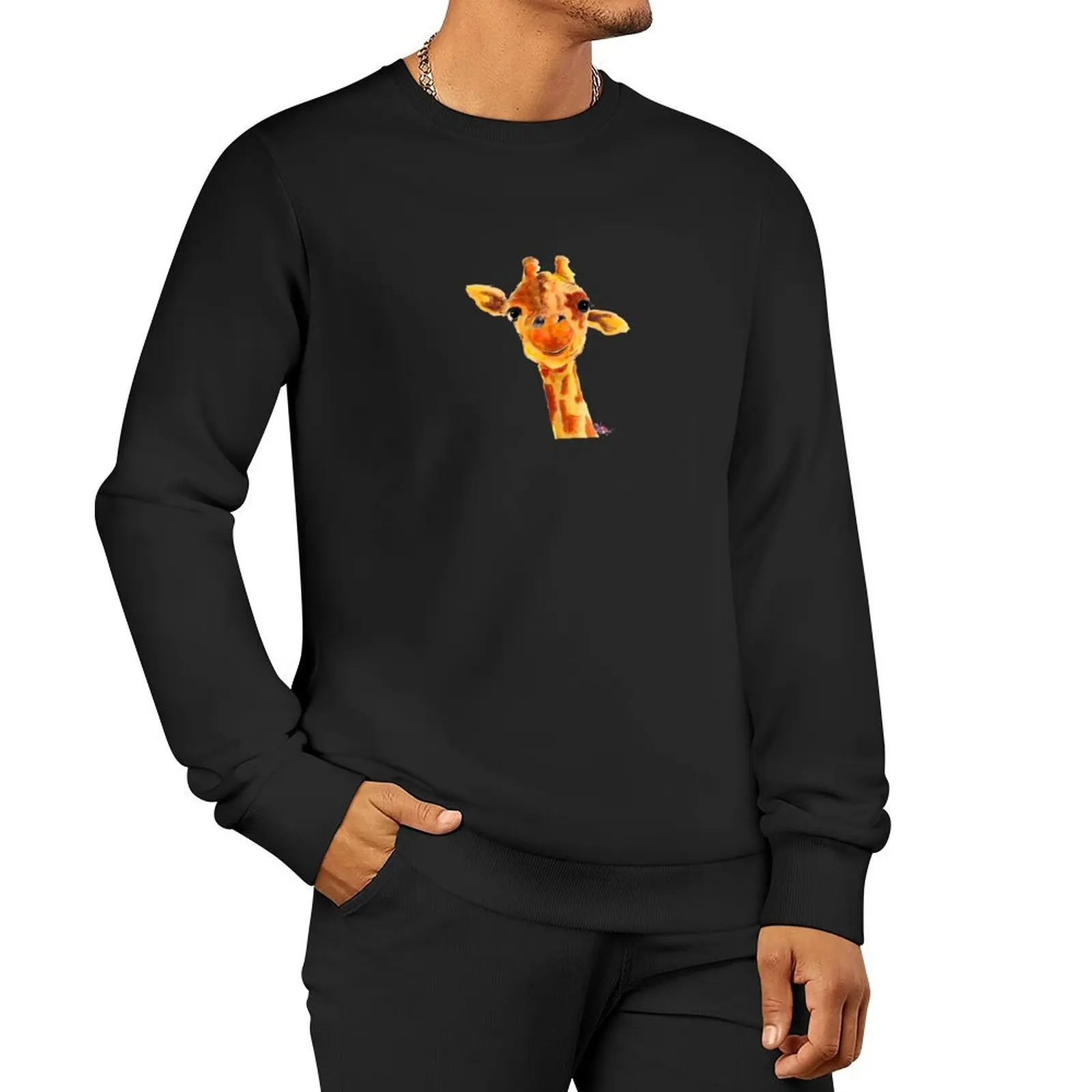 GiRaFFe Zoo ANiMaL PriNTS 'ToMMY' GiRaFFe GiFTS BY SHiRLEY MaCARTHuR بلوفر رجالي قميص من النوع الثقيل الجديد
