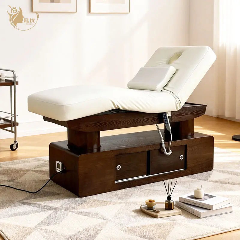 Electric Heated Japanese Head Spa Massage Bed With Metal Frame And Synthetic Leather For Commercial Salon